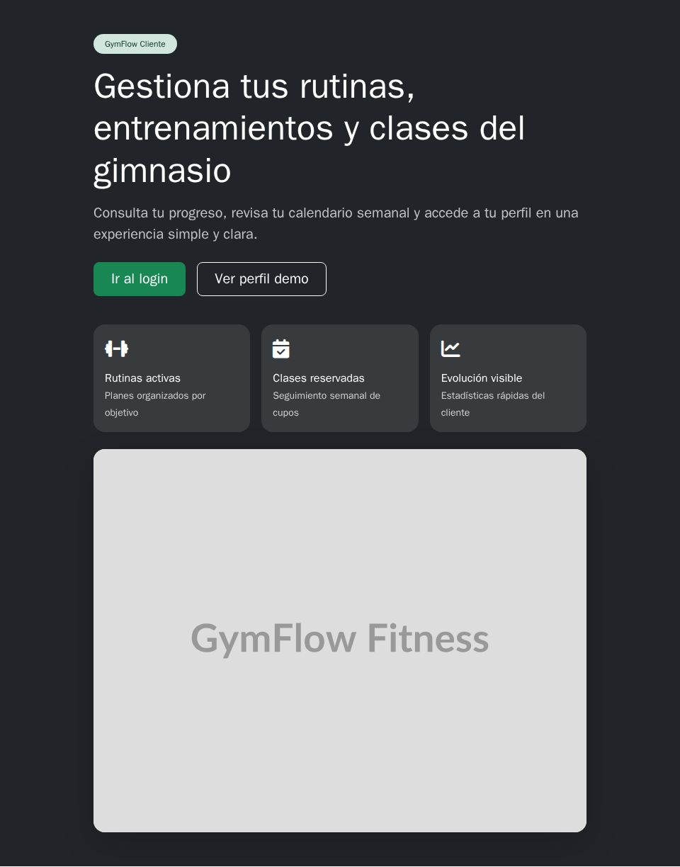 Blazor gym client website with Bootstrap login and profile dashboard, featuring stat cards, routine sections, and a training table