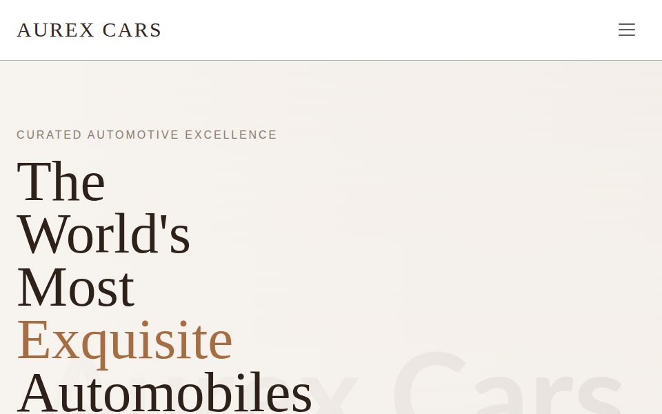 Angular car dealer website with luxury hero section, brand filters, inventory cards, and reactive contact form