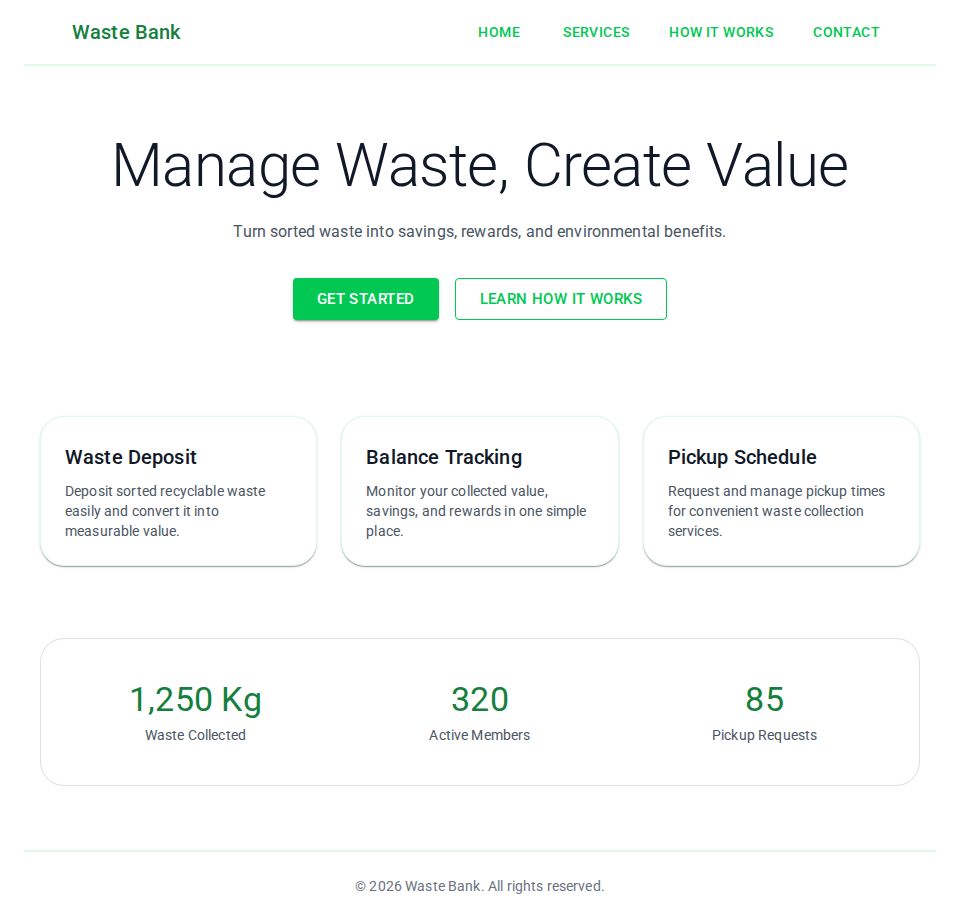 Blazor landing page built with MudBlazor, featuring app bar navigation, service cards, and a stats summary section